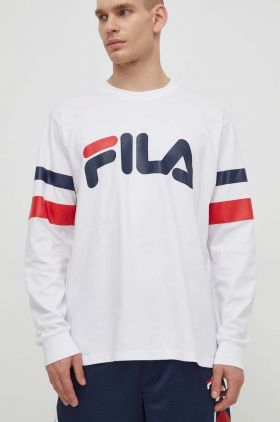 Fila longsleeve din bumbac Luohe culoarea alb, cu imprimeu, FAM0669