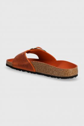 Birkenstock papuci din nubuc Madrid Big Buckle culoarea portocaliu, 1026632