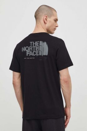 The North Face tricou din bumbac barbati, culoarea negru, cu imprimeu, NF0A87EWJK31