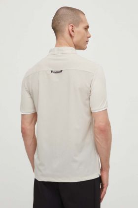 EA7 Emporio Armani tricou polo barbati, culoarea bej, neted