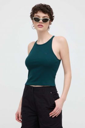 Superdry top din bumbac culoarea verde