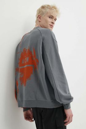 A-COLD-WALL* hanorac de bumbac Brushstroke Crewneck barbati, culoarea gri, cu imprimeu, ACWMW184