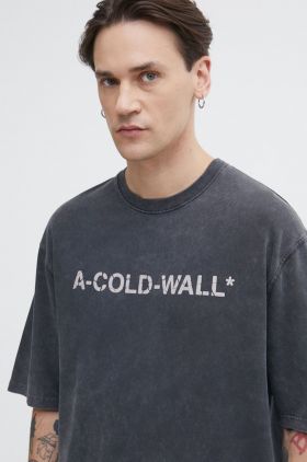 A-COLD-WALL* tricou din bumbac Overdye Logo T-Shirt barbati, culoarea negru, cu imprimeu, ACWMTS186