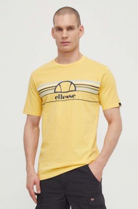 Ellesse tricou din bumbac Lentamente T-Shirt barbati, culoarea galben, cu imprimeu, SHV11918