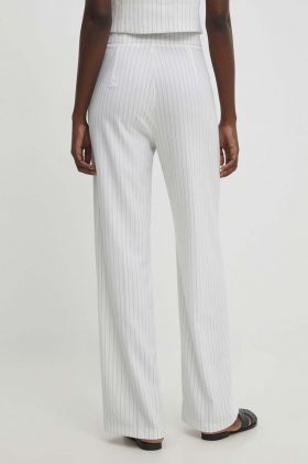 Answear Lab pantaloni femei, culoarea alb, drept, high waist