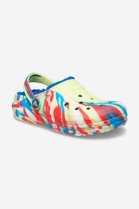 Crocs papuci Lined Marbled Clog femei 207773.SULPHUR-Multi
