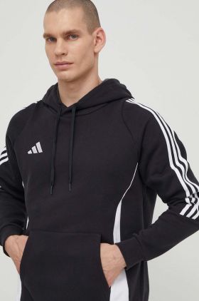 adidas Performance bluză trening Tiro 24 culoarea negru, cu glugă, cu imprimeu, IJ7673