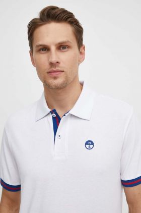 North Sails polo de bumbac culoarea alb, cu imprimeu, 692457