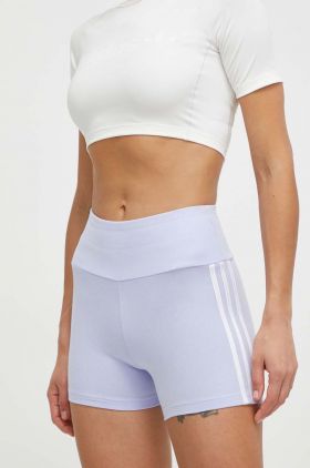 adidas Originals pantaloni scurti femei, culoarea violet, cu imprimeu, high waist, IR5499