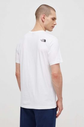 The North Face tricou din bumbac M S/S Fine Tee barbati, culoarea alb, cu imprimeu, NF0A87NDFN41