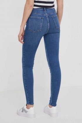 Abercrombie & Fitch jeansi femei, culoarea albastru marin