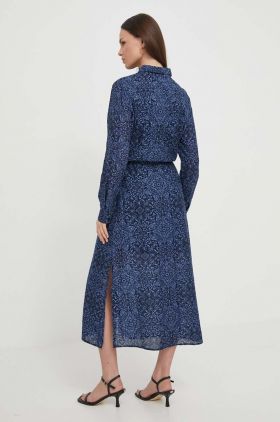 Pepe Jeans rochie culoarea albastru marin, midi, evazati