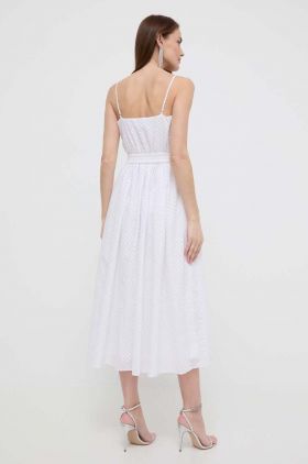 Karl Lagerfeld rochie culoarea alb, midi, evazati