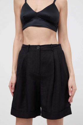 Karl Lagerfeld pantaloni scurti din in culoarea negru, neted, high waist