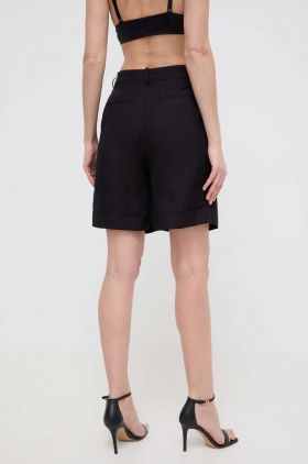 Karl Lagerfeld pantaloni scurti din in culoarea negru, neted, high waist