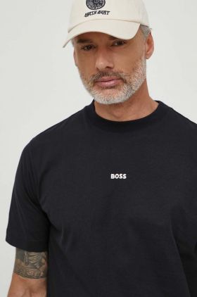 BOSS Orange tricou din bumbac bărbați, culoarea negru, cu imprimeu 50515981