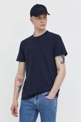 Superdry tricou din bumbac barbati, culoarea albastru marin, cu imprimeu