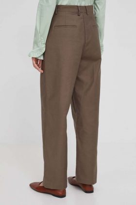 Dkny pantaloni femei, culoarea maro, drept, high waist, D2A4K022