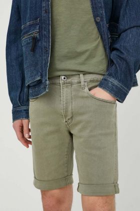 G-Star Raw pantaloni scurti jeans barbati, culoarea verde