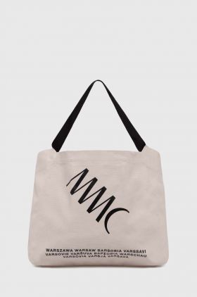MMC STUDIO geanta de bumbac culoarea bej, LOGO.BAG