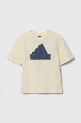 adidas tricou de bumbac pentru copii culoarea bej, cu imprimeu