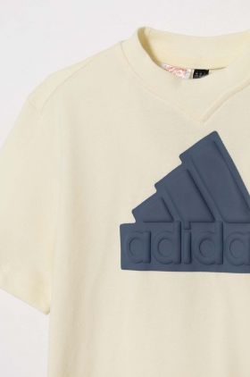 adidas tricou de bumbac pentru copii culoarea bej, cu imprimeu