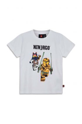 Lego tricou de bumbac pentru copii culoarea alb, cu imprimeu