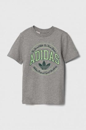 adidas Originals tricou de bumbac pentru copii culoarea gri, cu imprimeu