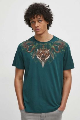 Medicine tricou din bumbac barbati, culoarea verde, cu imprimeu