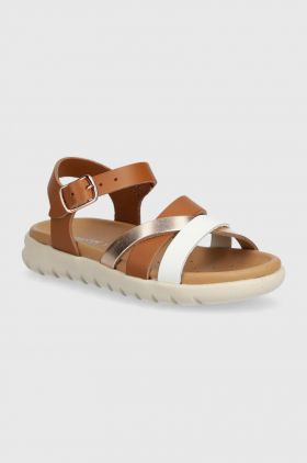 Geox sandale de piele SANDAL SOLEIMA culoarea maro