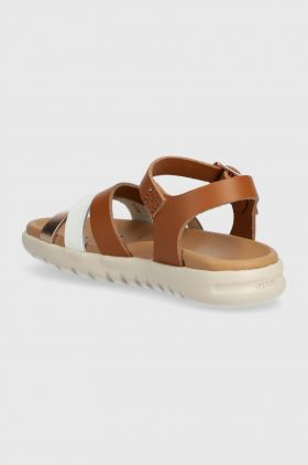 Geox sandale de piele SANDAL SOLEIMA culoarea maro