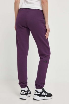 The North Face pantaloni de trening din bumbac culoarea violet, neted, NF0A87E4V6V1