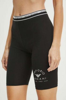 Emporio Armani Underwear pantaloni scurti femei, culoarea negru, neted, high waist, 164432 4R227