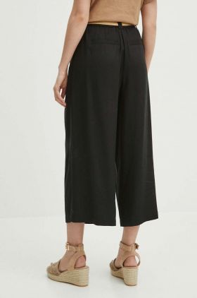 Medicine pantaloni femei, culoarea negru, fason culottes, high waist