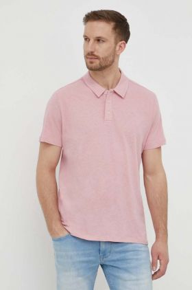 Pepe Jeans tricou polo din in culoarea roz, neted