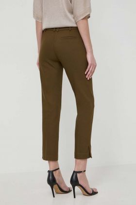 Morgan pantaloni femei, culoarea verde, drept, medium waist