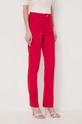 Morgan pantaloni femei, culoarea roz, mulata, high waist