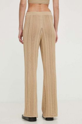 By Malene Birger pantaloni femei, culoarea bej, lat, high waist