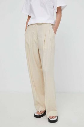 By Malene Birger pantaloni din in culoarea bej, drept, high waist