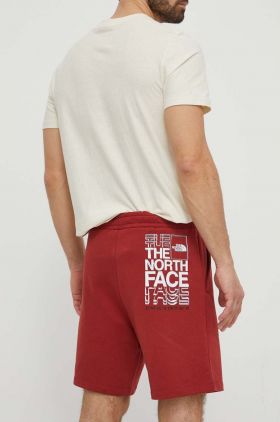 The North Face pantaloni scurti din bumbac culoarea bordo, NF0A87ECPOJ1