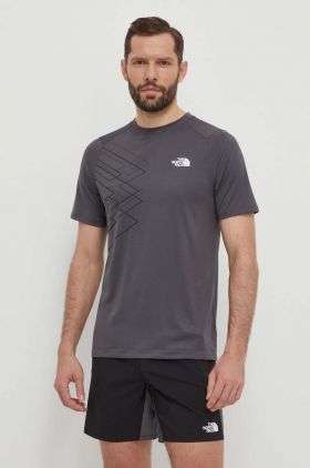 The North Face tricou sport Mountain Athletics culoarea gri, cu imprimeu, NF0A87JKXI11