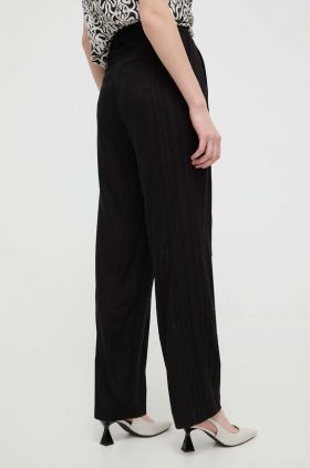 Desigual pantaloni din amestec de in ARMAND culoarea negru, drept, high waist, 24SWPW10