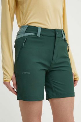 Viking pantaloni scurți outdoor Sequoia culoarea verde, neted, medium waist