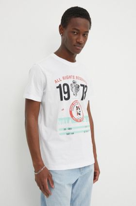 Diesel tricou din bumbac T-DIEGOR-K73 bărbați, culoarea alb, cu imprimeu, A12501.0GRAI