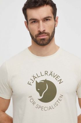 Fjallraven tricou Fjällräven Fox barbati, culoarea bej, cu imprimeu, F87052