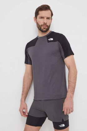 The North Face tricou sport Mountain Athletics culoarea gri, modelator, NF0A87JJWUO1