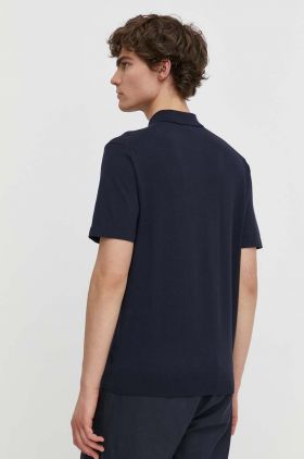 Theory tricou polo barbati, culoarea albastru marin, neted