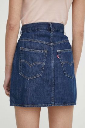 Levi's fusta jeans culoarea albastru marin, mini, drept