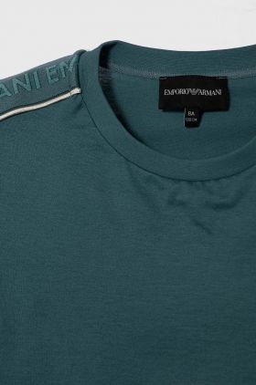 Emporio Armani tricou din bumbac culoarea turcoaz, cu imprimeu