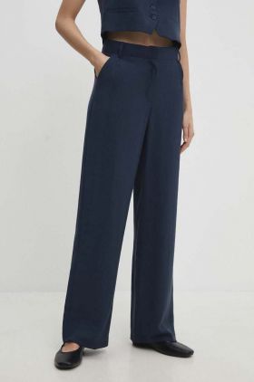 Answear Lab pantaloni femei, culoarea albastru marin, drept, high waist